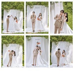 Bộ ảnh pre-wedding phong cách Hàn Quốc nhẹ nhàng với cặp đôi trong trang phục cưới thanh lịch tại studio.