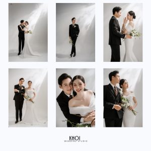 Bộ ảnh cưới pre-wedding phong cách Hàn Quốc sang trọng và lãng mạn được chụp tại studio.
