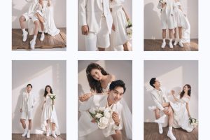 Bộ ảnh pre-wedding của cặp đôi với phong cách Hàn Quốc nhẹ nhàng, thanh lịch trong tông màu trắng tinh khôi.
