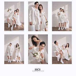 Bộ ảnh pre-wedding của cặp đôi với phong cách Hàn Quốc nhẹ nhàng, thanh lịch trong tông màu trắng tinh khôi.