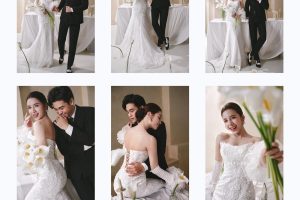 Bộ ảnh cưới studio với phong cách Hàn Quốc nhẹ nhàng, lãng mạn, ghi lại những khoảnh khắc ngọt ngào và tự nhiên nhất của cặp đôi.
