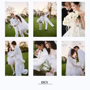 Bộ ảnh cưới pre-wedding lãng mạn và nhẹ nhàng của cặp đôi với tông màu trắng tinh khôi tại bối cảnh ngoại cảnh.