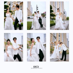 Bộ ảnh cưới pre-wedding lãng mạn của cặp đôi trên đường phố với phong cách Hàn Quốc nhẹ nhàng và trong trẻo.