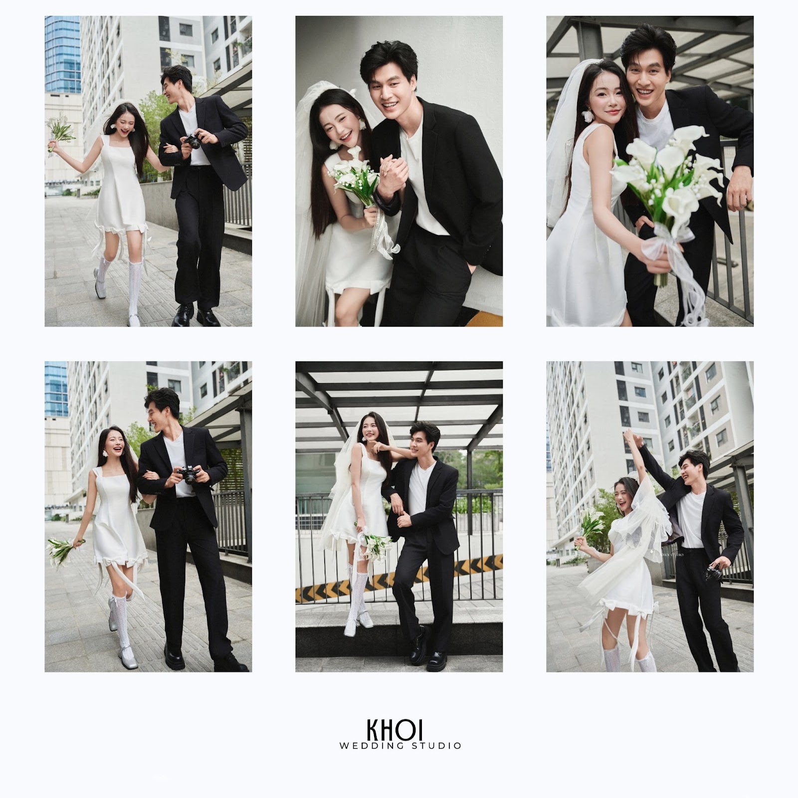 Cặp đôi tạo dáng lãng mạn trên bãi cát trắng tại khu du lịch Thiên Cầm trong album cưới của Khói Studio