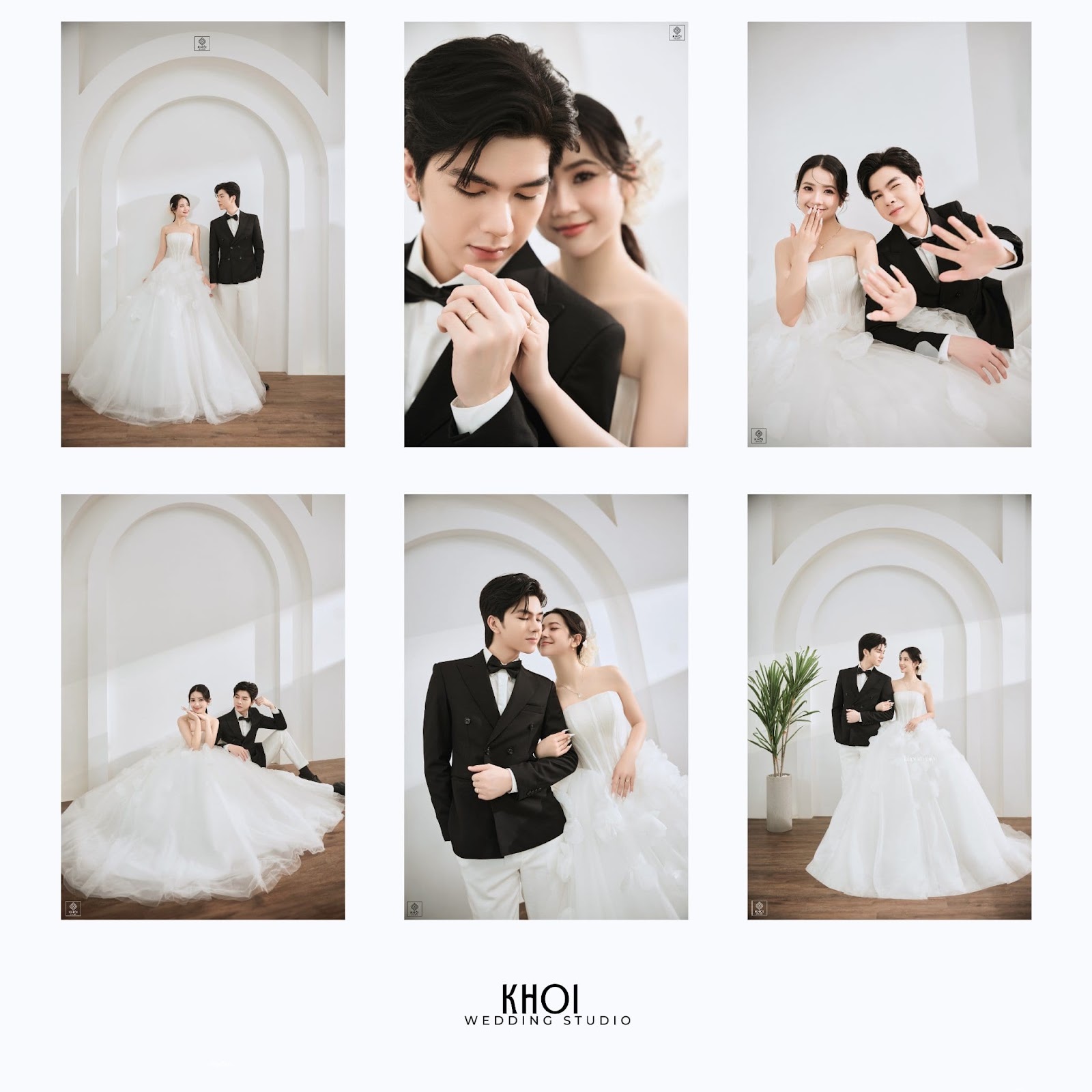 Cô dâu mặc váy cưới trễ vai lộng lẫy chụp ảnh tại phim trường Khói Studio TP Vinh