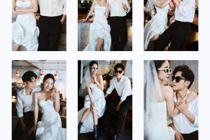 Bộ ảnh pre-wedding phong cách hiện đại và cá tính của cặp đôi với trang phục trắng đen tối giản.