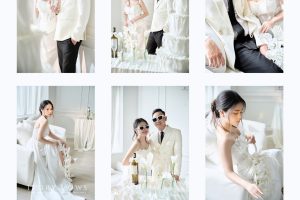 Bộ ảnh cưới pre-wedding phong cách Hàn Quốc với tông màu trắng tinh khôi và sang trọng.